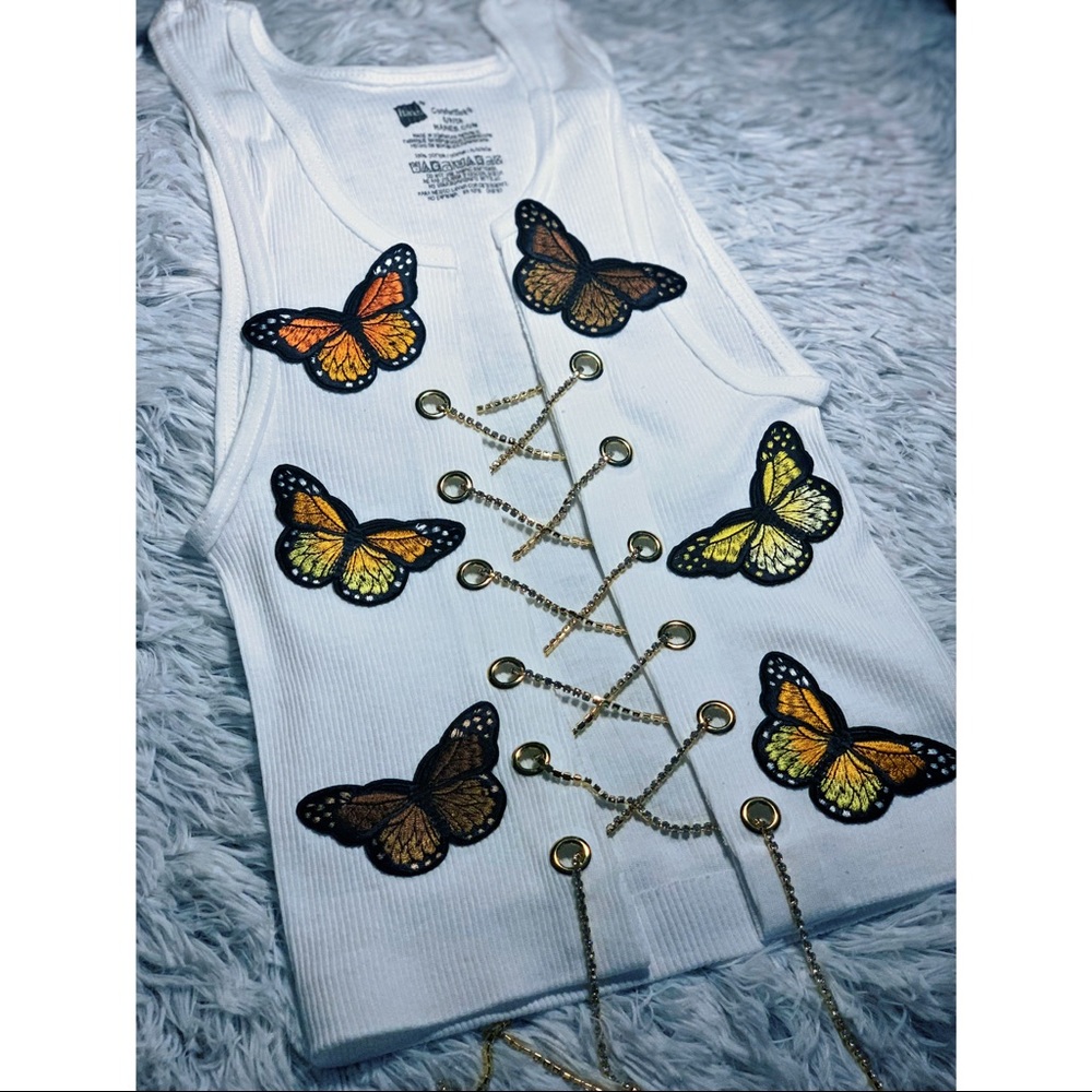 Butterfly chain crop tops